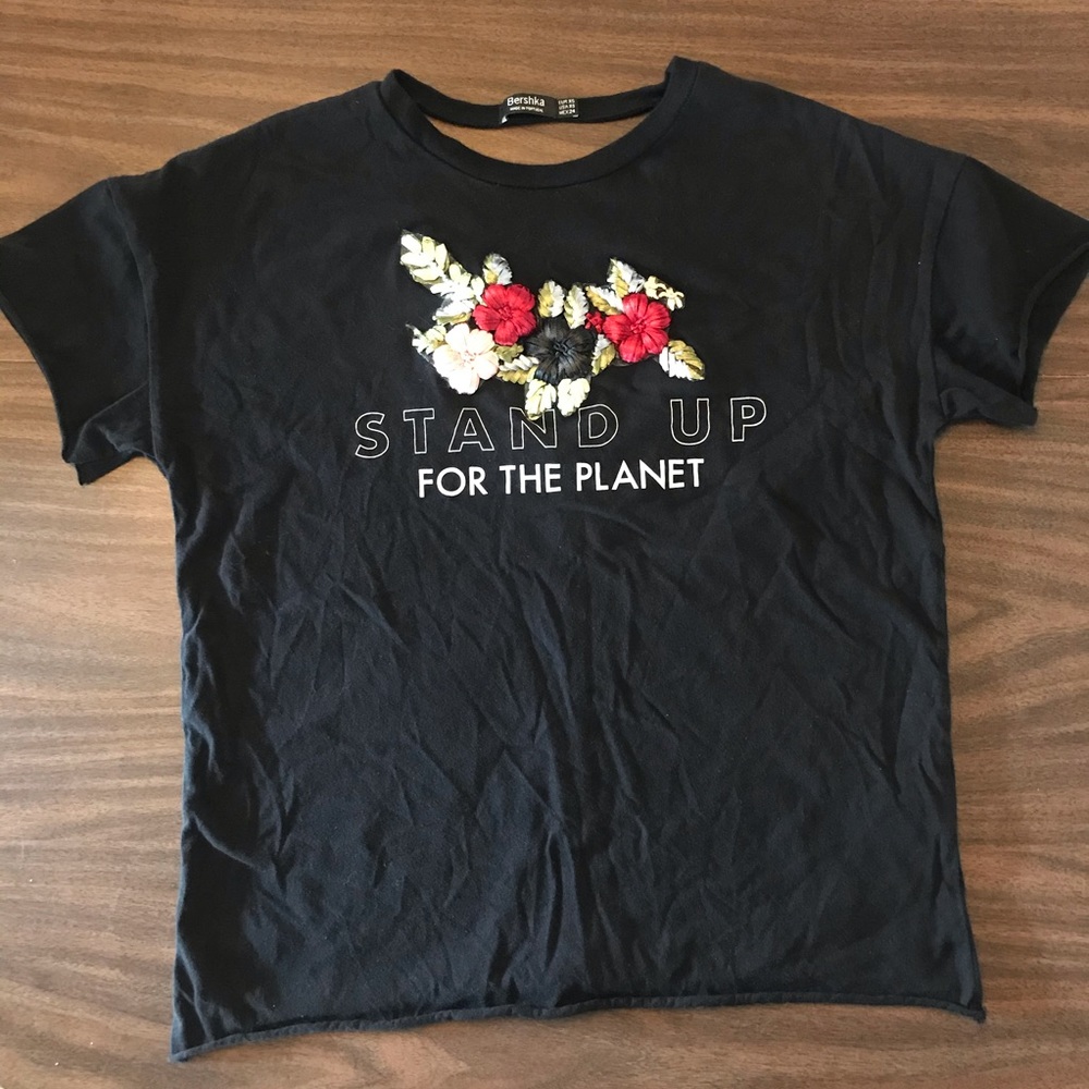 Bershka Stand Up For The Planet Black T-shirt